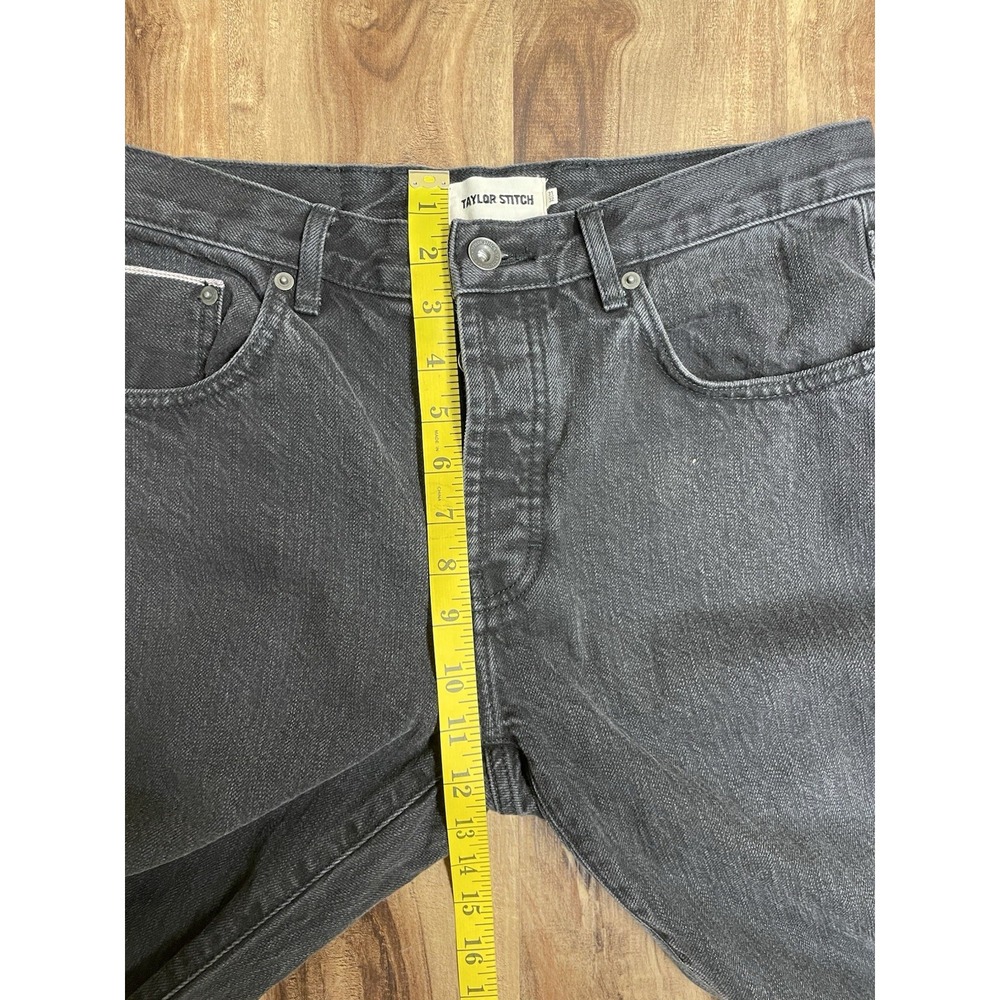 Taylor Stitch Slim Denim Jeans Fly Button Black Cotton Selvage Size 31x32 - Picture 9 of 13